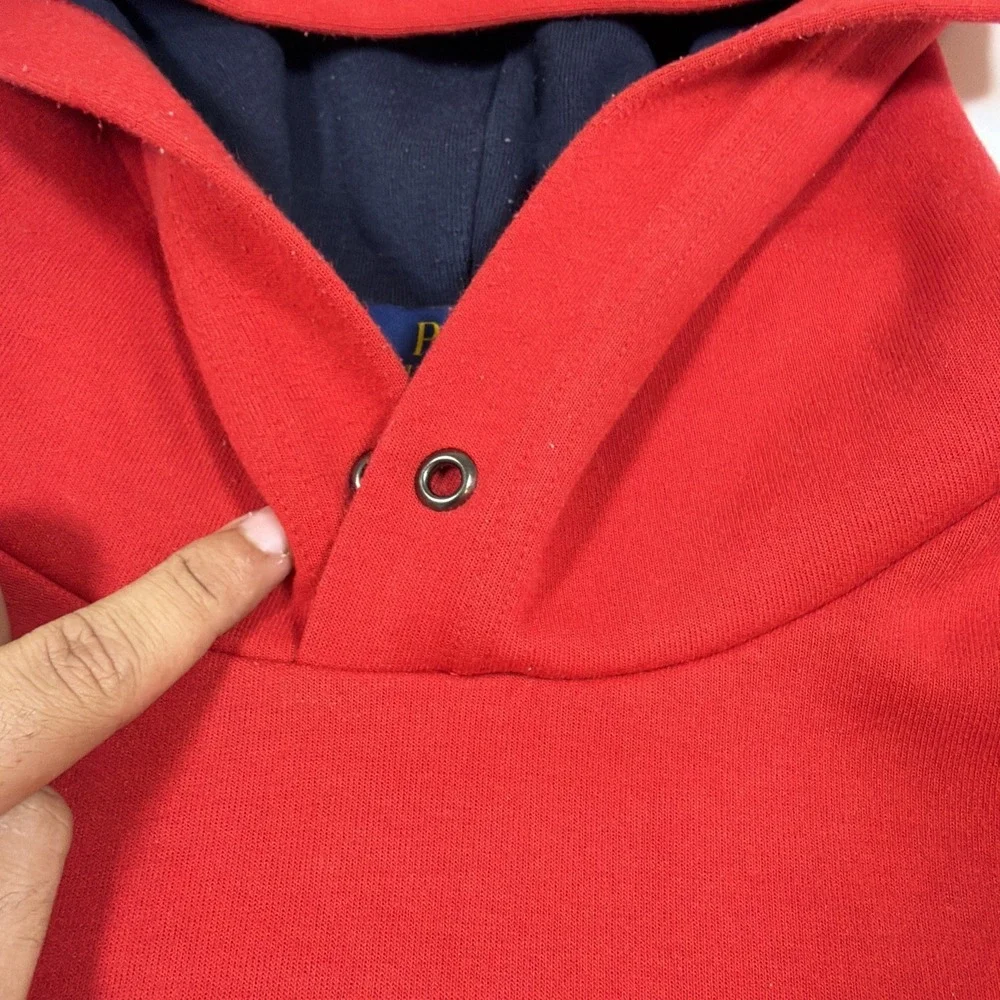 Polo Ralph Lauren RL67 Pullover Hoodie Men's Size Medium Red/Navy